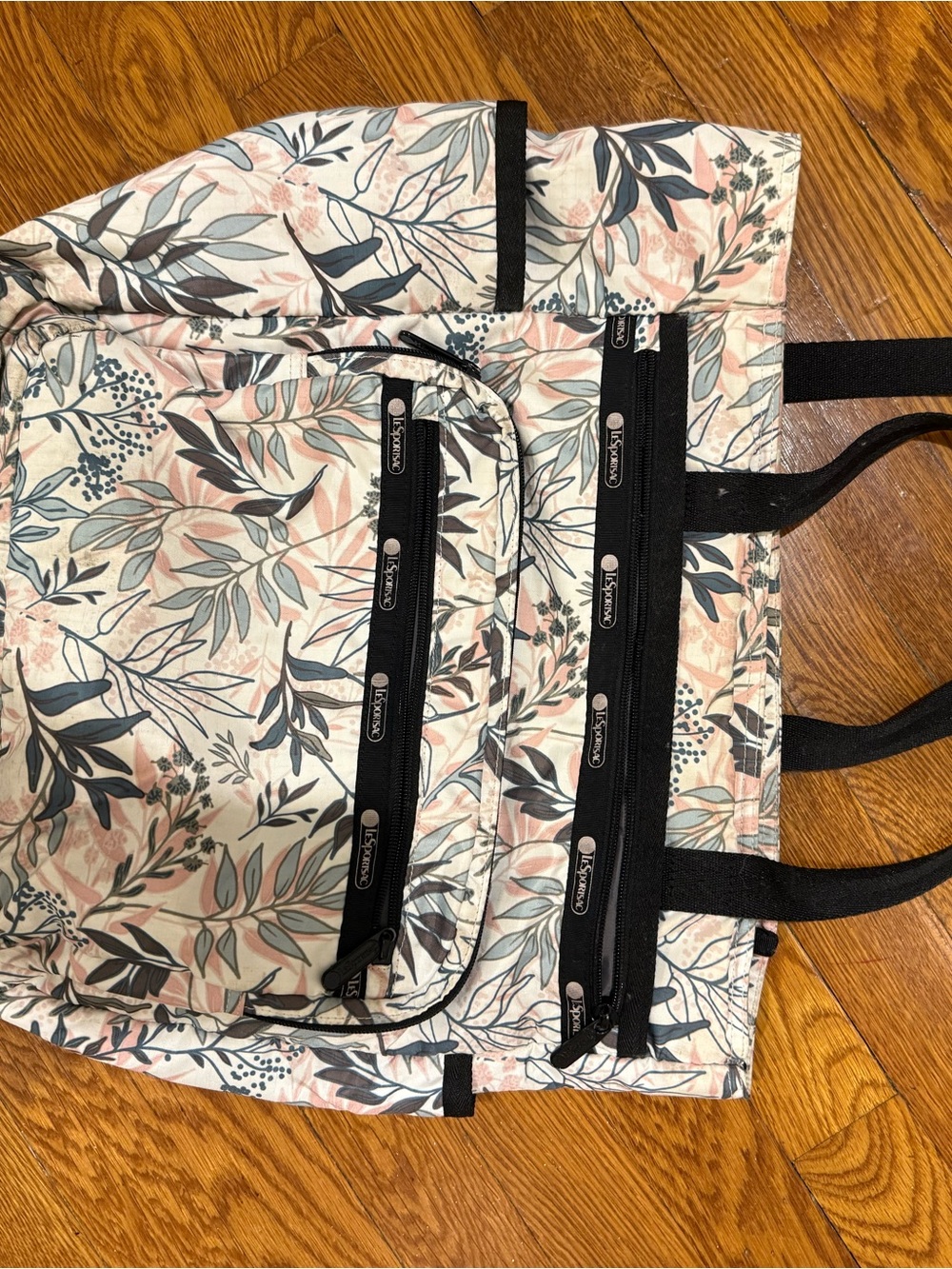 LeSportsac Floral Tote in Pink, Gray, Black